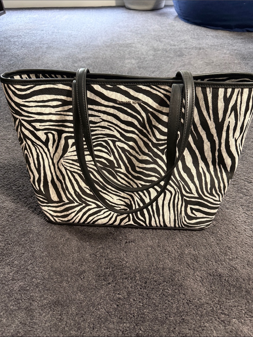 Michael Kors Zebra-Print Canvas Tote in Black and White